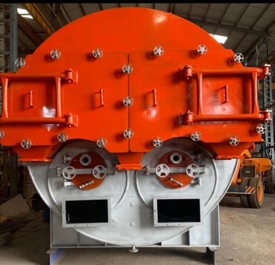 Double flue wood fired boiler